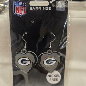 NFL Green Bay Packers Heart Earrings Nickel Free Siskiyou Sports‎